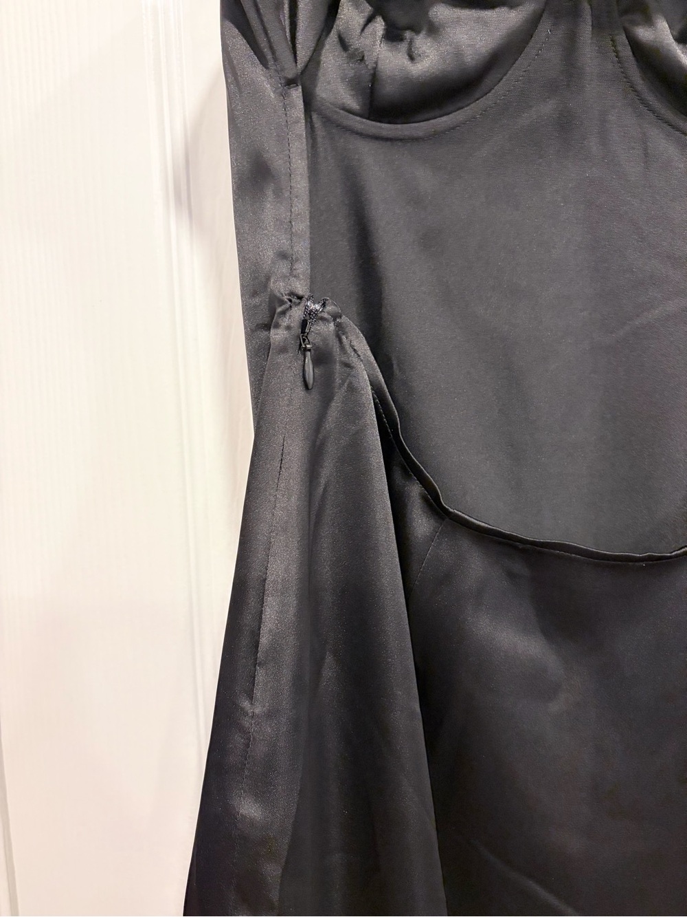Meshki Zuleyka black satin maxi dress with slit Size Small - Picture 7 of 10